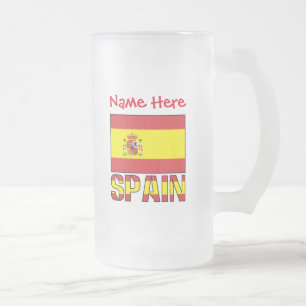 Persoonlijke Spaanse Vlag Erfgoedcadeau Matglas Bierpul