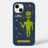 Persoonlijke Space Alien met Vliegende Schotel Case-Mate iPhone Case (Achterkant)