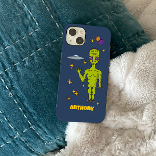 Persoonlijke Space Alien met Vliegende Schotel Case-Mate iPhone 14 Hoesje