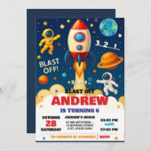 Persoonlijke Space Boy Astronaut Verjaardag Kaart (Voorkant / Achterkant)