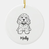 Persoonlijke Spaniel Hond Kerstmis Keramisch Ornament (Voorkant)
