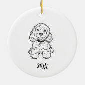 Persoonlijke Spaniel Hond Kerstmis Keramisch Ornament (Achterkant)