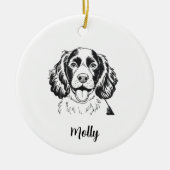 Persoonlijke Spaniel Hond Kerstmis Keramisch Ornament (Voorkant)