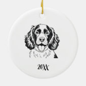 Persoonlijke Spaniel Hond Kerstmis Keramisch Ornament (Achterkant)