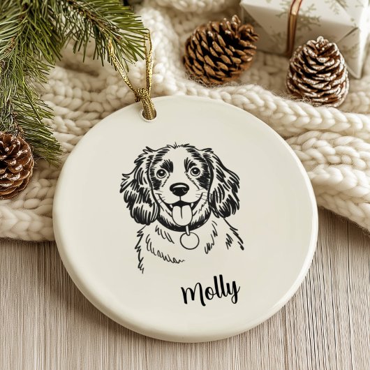 Persoonlijke Spaniel Hond Kerstmis Keramisch Ornament