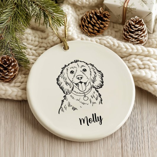 Persoonlijke Spaniel Hond Kerstmis Keramisch Ornament