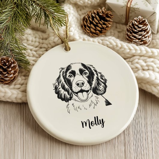 Persoonlijke Spaniel Hond Kerstmis Keramisch Ornament
