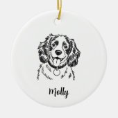 Persoonlijke Spaniel Hond Kerstmis Keramisch Ornament (Voorkant)