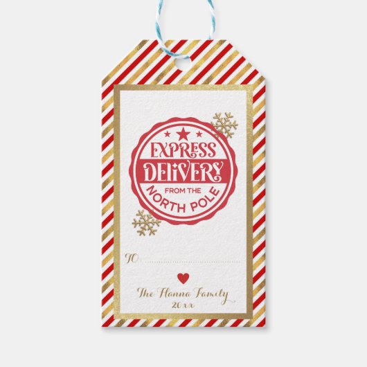Persoonlijke Speciale Levering Noordpool Kerstman Cadeaulabel (Voorkant)