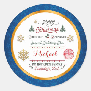 Persoonlijke Speciale Levering Noordpool Kerstman Ronde Sticker