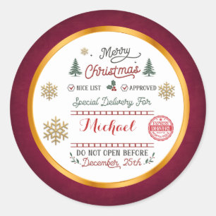 Persoonlijke speciale levering Noordpool Kerstman Ronde Sticker