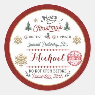 Persoonlijke speciale levering Noordpool Kerstman Ronde Sticker