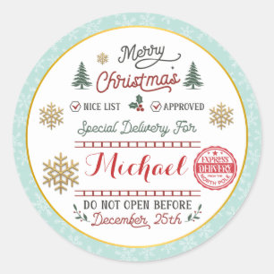 Persoonlijke speciale levering Noordpool Kerstman Ronde Sticker