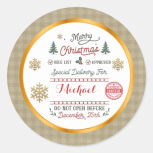 Persoonlijke speciale levering Noordpool Kerstman Ronde Sticker