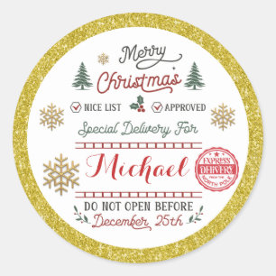 Persoonlijke speciale levering Noordpool Kerstman Ronde Sticker