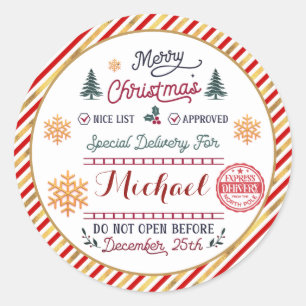 Persoonlijke speciale levering Noordpool Kerstman Ronde Sticker