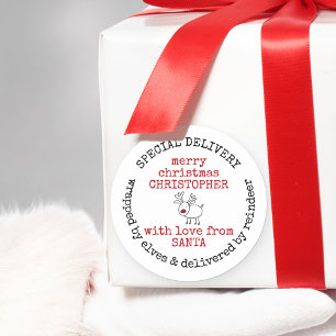 Persoonlijke speciale levering van de Kerstman Ronde Sticker