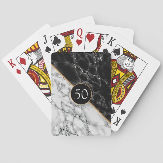 Persoonlijke speelkaarten Gift Black White Marble (Achterkant)
