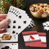 Persoonlijke speelkaarten met polka stippen rood (Insitu)