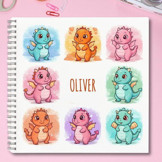 Persoonlijke speelse baby draken notitieboek