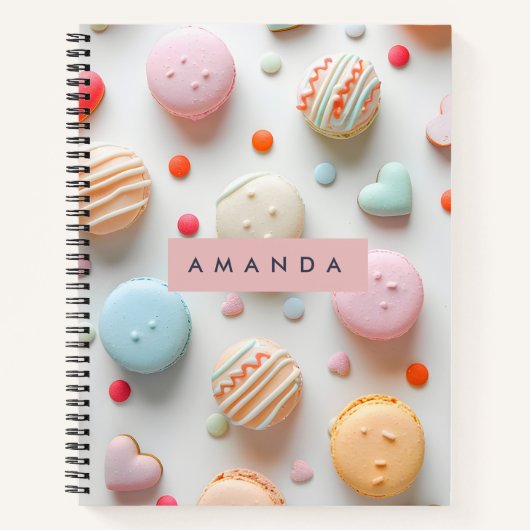 Persoonlijke Speelse Pastel Macaron & Candy Hart Notitieboek (Voorkant)