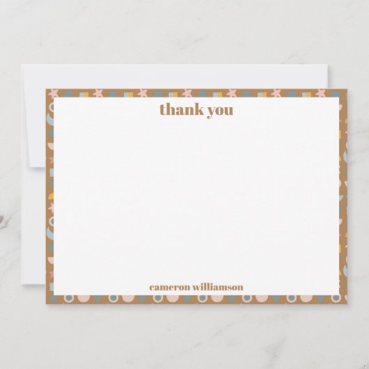 Persoonlijke Speelse Retro Aardse Baby Shower Bedankkaart (Voorkant)