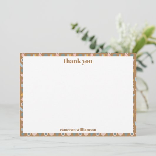 Persoonlijke Speelse Retro Aardse Baby Shower Bedankkaart (Staand voorkant)