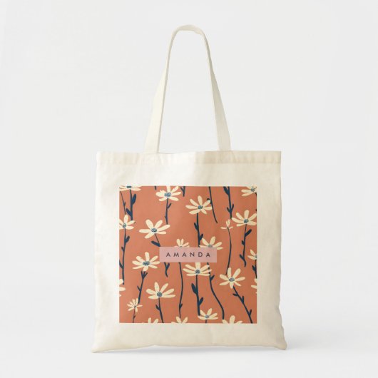 Persoonlijke Speelse Retro Madeliefjesbloem Tote Bag (Voorkant)
