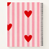 Persoonlijke Speelse Rode Hart & Roze Streep Notitieboek (Achterkant)