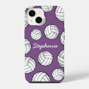 Persoonlijke Speler Naam Volleybal Paars iPhone 14 Hoesje
