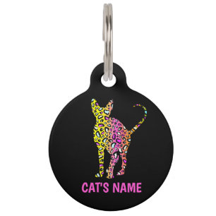 Persoonlijke Sphynx Kat Silhouet Luipaardprint  Huisdierpenning