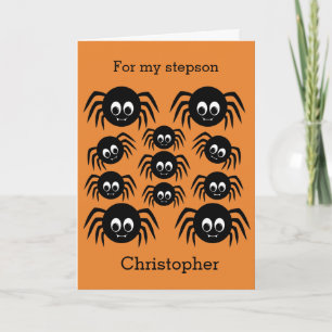 Persoonlijke spin Fijne Halloween stiefzoon Kaart