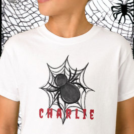 Persoonlijke spin & spinnenweb Halloween griezelig T-shirt