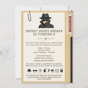Persoonlijke Spionagedossier Verjaardagsuitnodigin Kaart