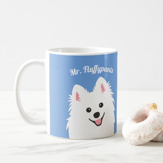 Persoonlijke spitz Dog, Samoyed, Eskimo Puppy Mok (Met donut)