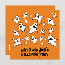 Persoonlijke spoky Halloween Ghosts Party Invitat Kaart