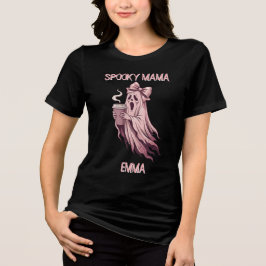Persoonlijke Spooky Mama Coquette Koffie Geest Tri-Blend Shirt