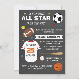 Persoonlijke Sport All Star Baby shower Kaart