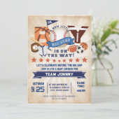 Persoonlijke Sport All Star Baby shower Kaart (Staand voorkant)