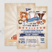 Persoonlijke Sport All Star Baby shower Kaart (Voorkant / Achterkant)