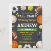 Persoonlijke Sport All-Star verjaardagsfeest uitno Kaart (Voorkant)