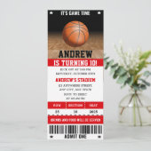 Persoonlijke sport basketbal ticket verjaardag kaart (Staand voorkant)