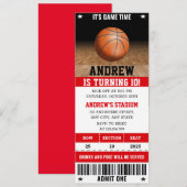 Persoonlijke sport basketbal ticket verjaardag kaart (Voorkant / Achterkant)