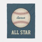 Persoonlijke sport Blue Baseball Blanket Gift Fleece Deken (Voorkant)