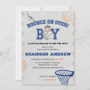 Persoonlijke sport digitale basketbal baby shower kaart