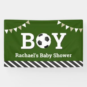 Persoonlijke sport jongen voetbal baby shower spandoek