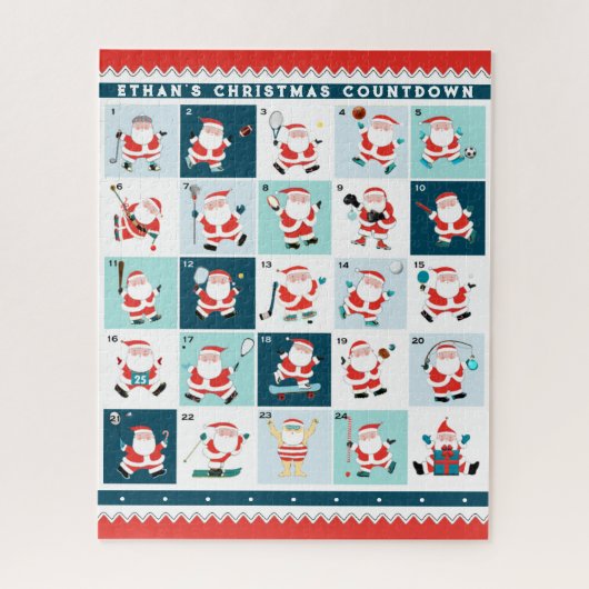 Persoonlijke sport Kerstmis Adventkalender Legpuzzel (Verticaal)