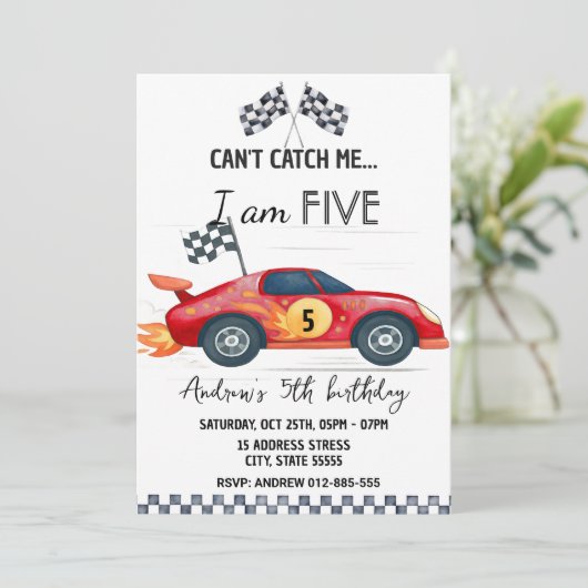 Persoonlijke Sport race auto uitnodiging (Staand voorkant)