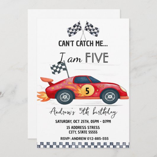 Persoonlijke Sport race auto uitnodiging (Voorkant / Achterkant)