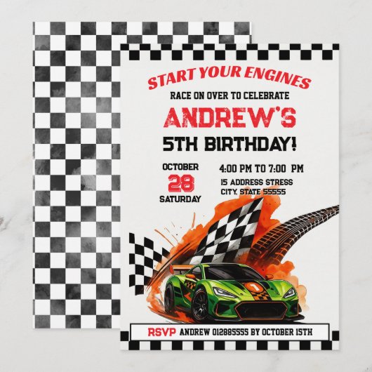 Persoonlijke Sport Race Auto Verjaardagsfeest Kaart (Voorkant / Achterkant)